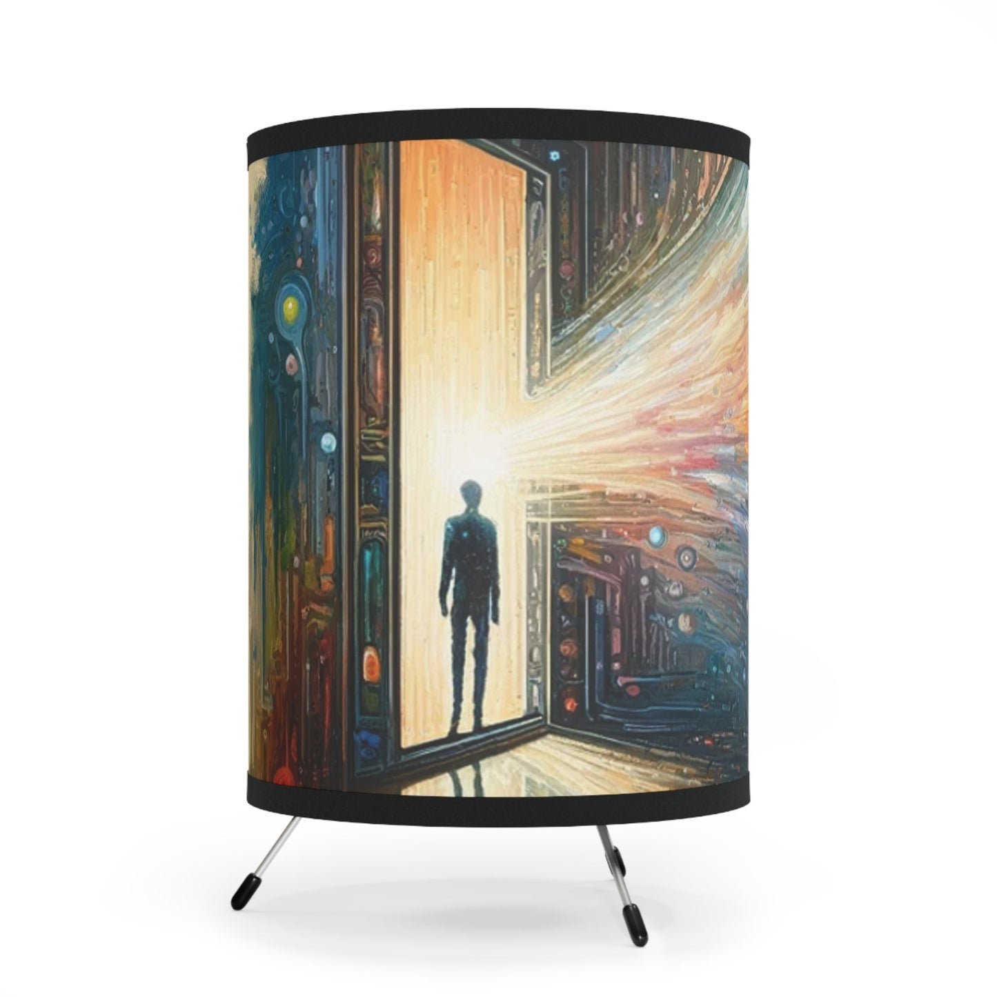 Mirror Wholeness Tachism Tripod Lamp with High-Res Printed Shade, US\CA plug - ATUH.ART