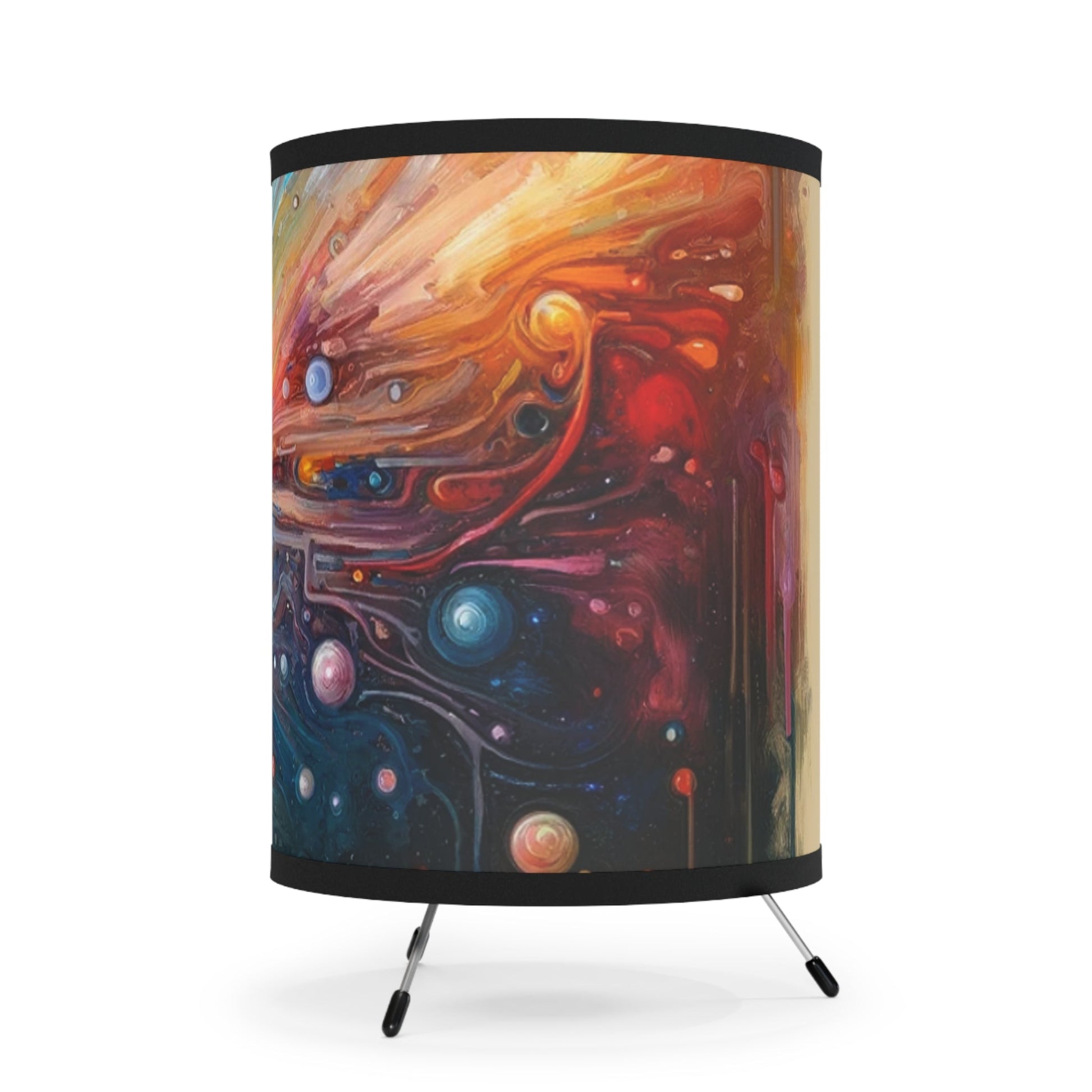 Mirror Wholeness Tachism Tripod Lamp with High-Res Printed Shade, US\CA plug - ATUH.ART