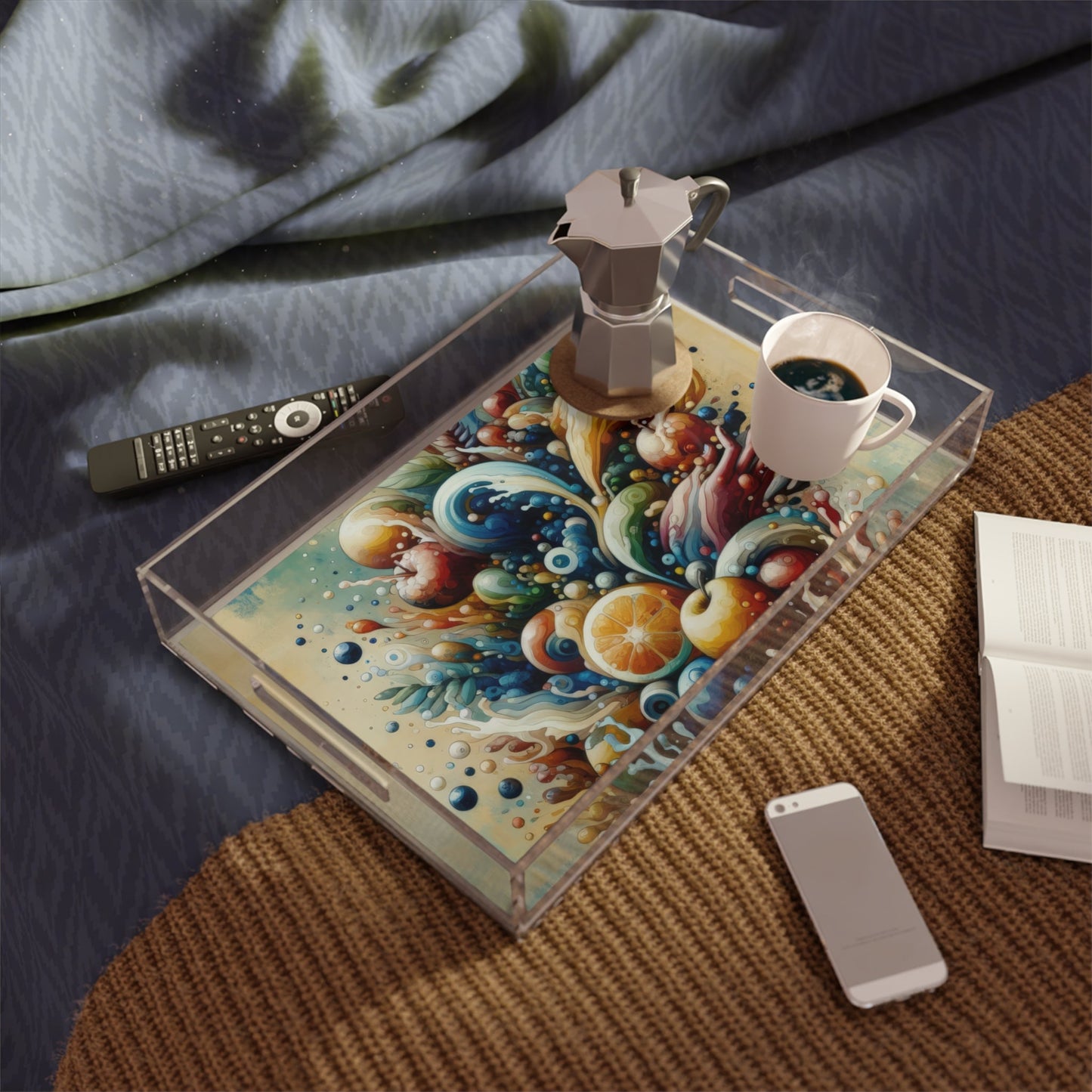 Nourishing Tachism Symphony Acrylic Serving Tray - ATUH.ART