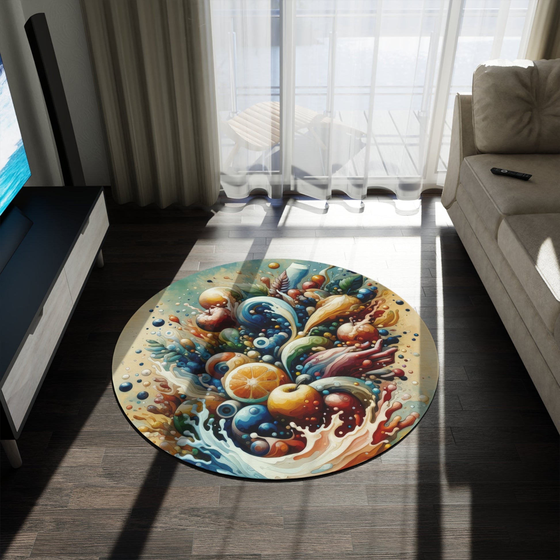Nourishing Tachism Symphony Round Rug - ATUH.ART