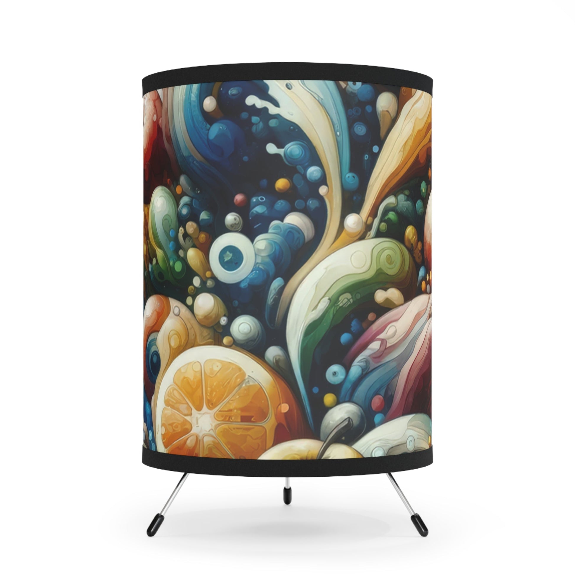 Nourishing Tachism Symphony Tripod Lamp with High-Res Printed Shade, US\CA plug - ATUH.ART
