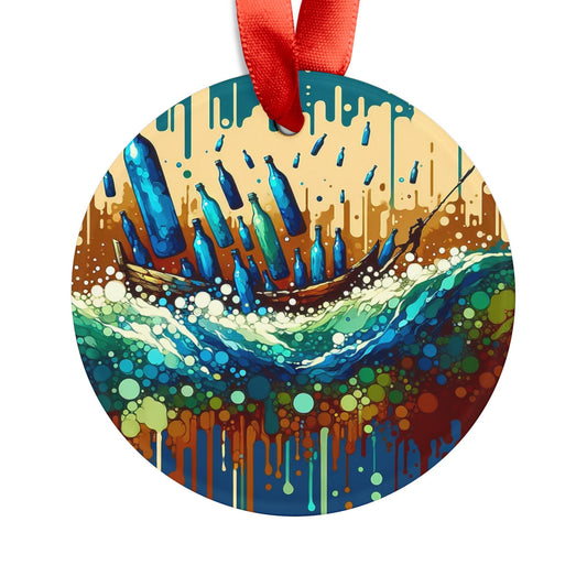 Oceanic Bottle Rescue Acrylic Ornament with Ribbon - ATUH.ART