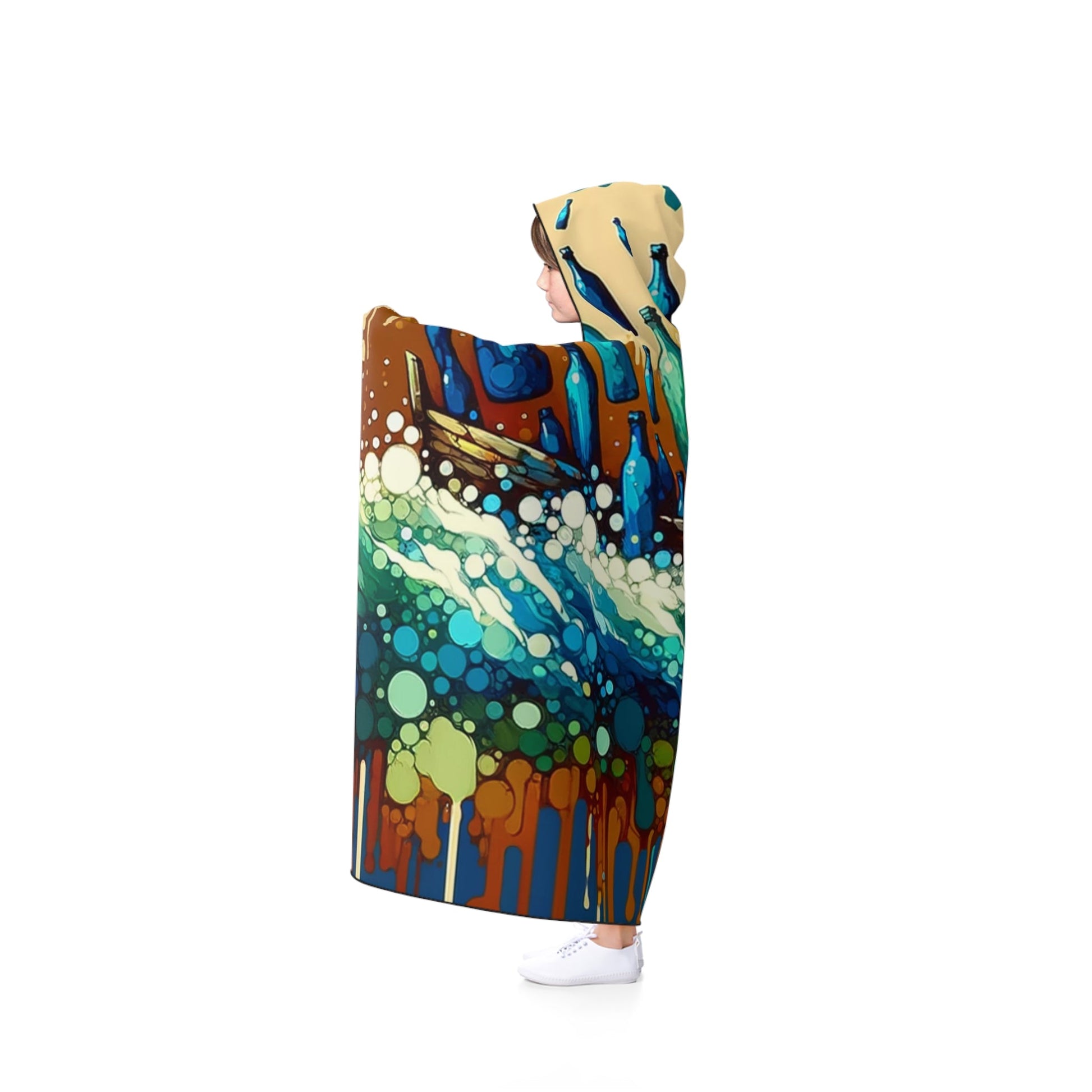 Oceanic Bottle Rescue Hooded Blanket - ATUH.ART