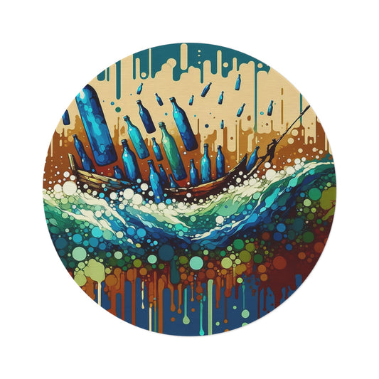 Oceanic Bottle Rescue Round Rug - ATUH.ART