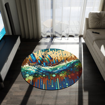 Oceanic Bottle Rescue Round Rug - ATUH.ART