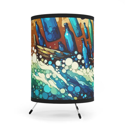 Oceanic Bottle Rescue Tripod Lamp with High-Res Printed Shade, US\CA plug - ATUH.ART