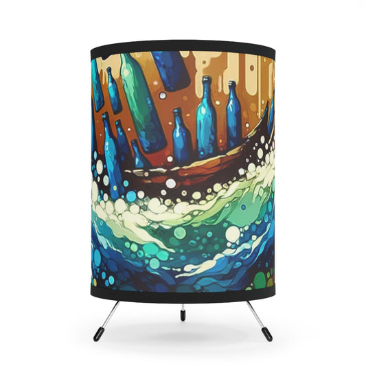 Oceanic Bottle Rescue Tripod Lamp with High-Res Printed Shade, US\CA plug - ATUH.ART