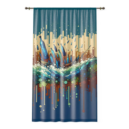 Oceanic Bottle Rescue Window Curtain - ATUH.ART