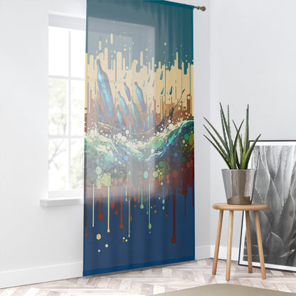 Oceanic Bottle Rescue Window Curtain - ATUH.ART