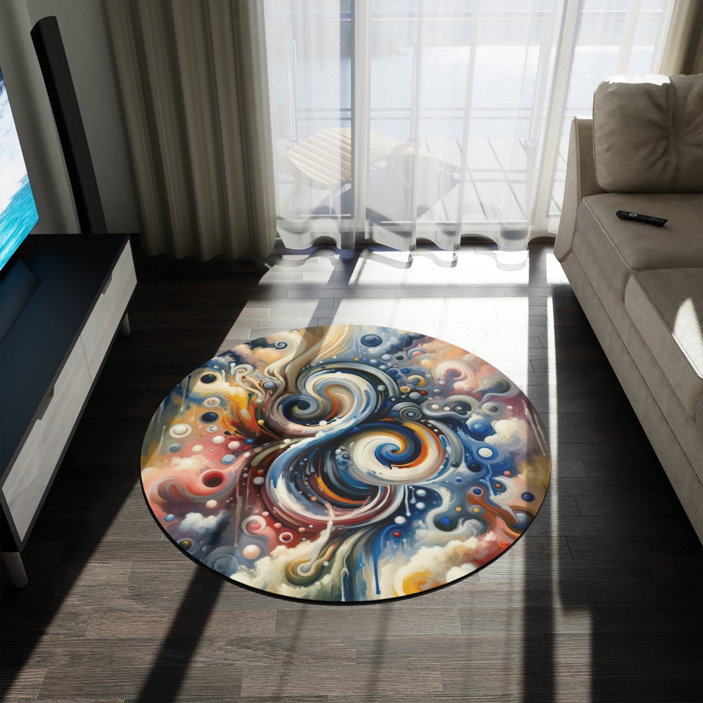 Paradoxical Embrace Tachism Round Rug - ATUH.ART