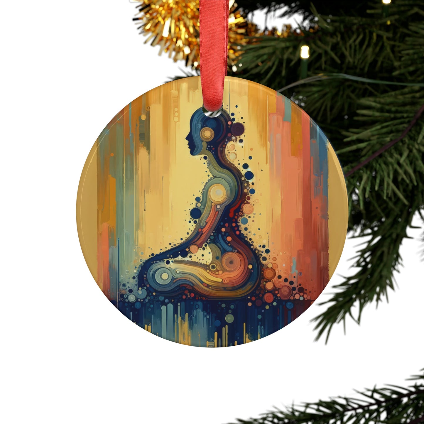 Patience Essence Tachism Acrylic Ornament with Ribbon - ATUH.ART
