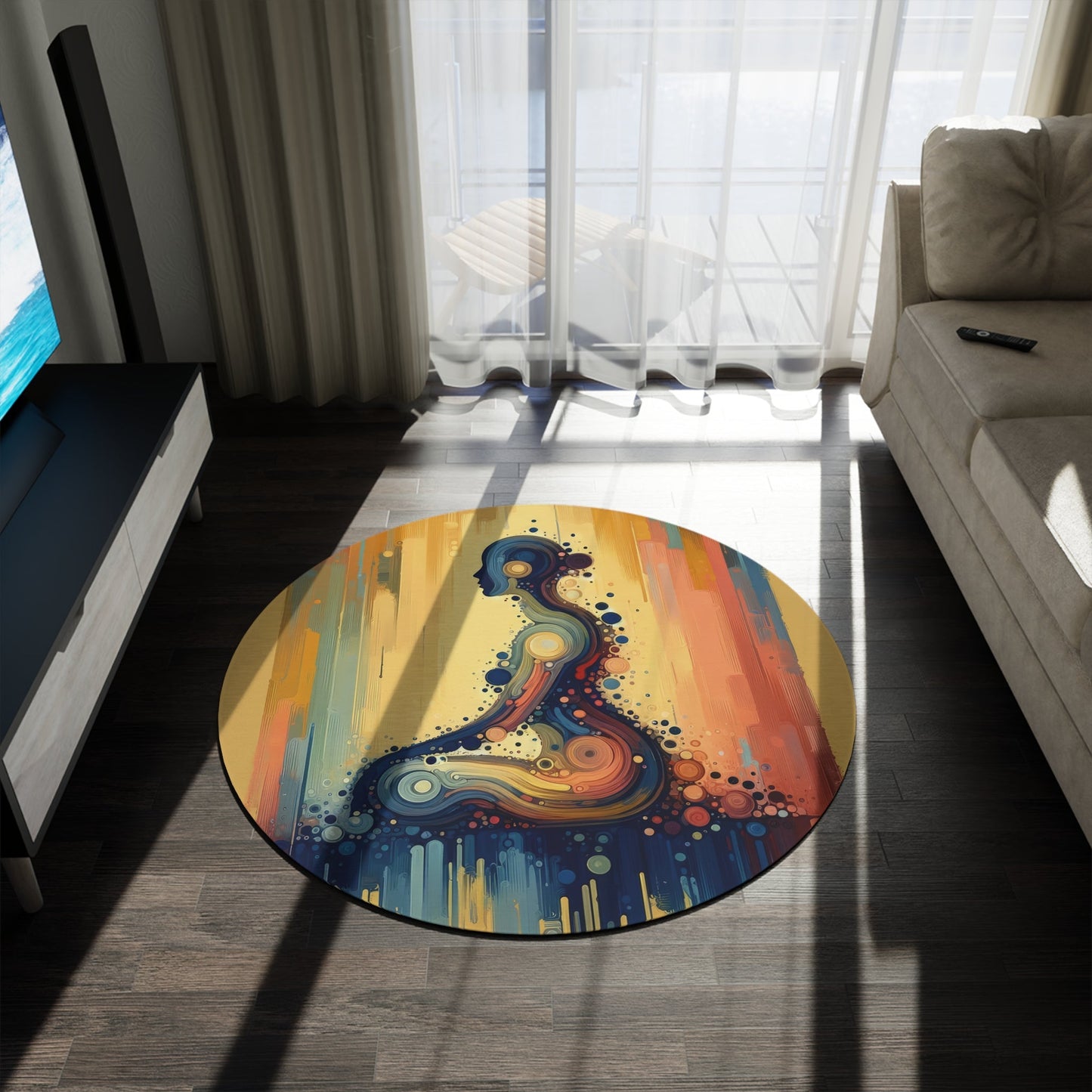 Patience Essence Tachism Round Rug - ATUH.ART