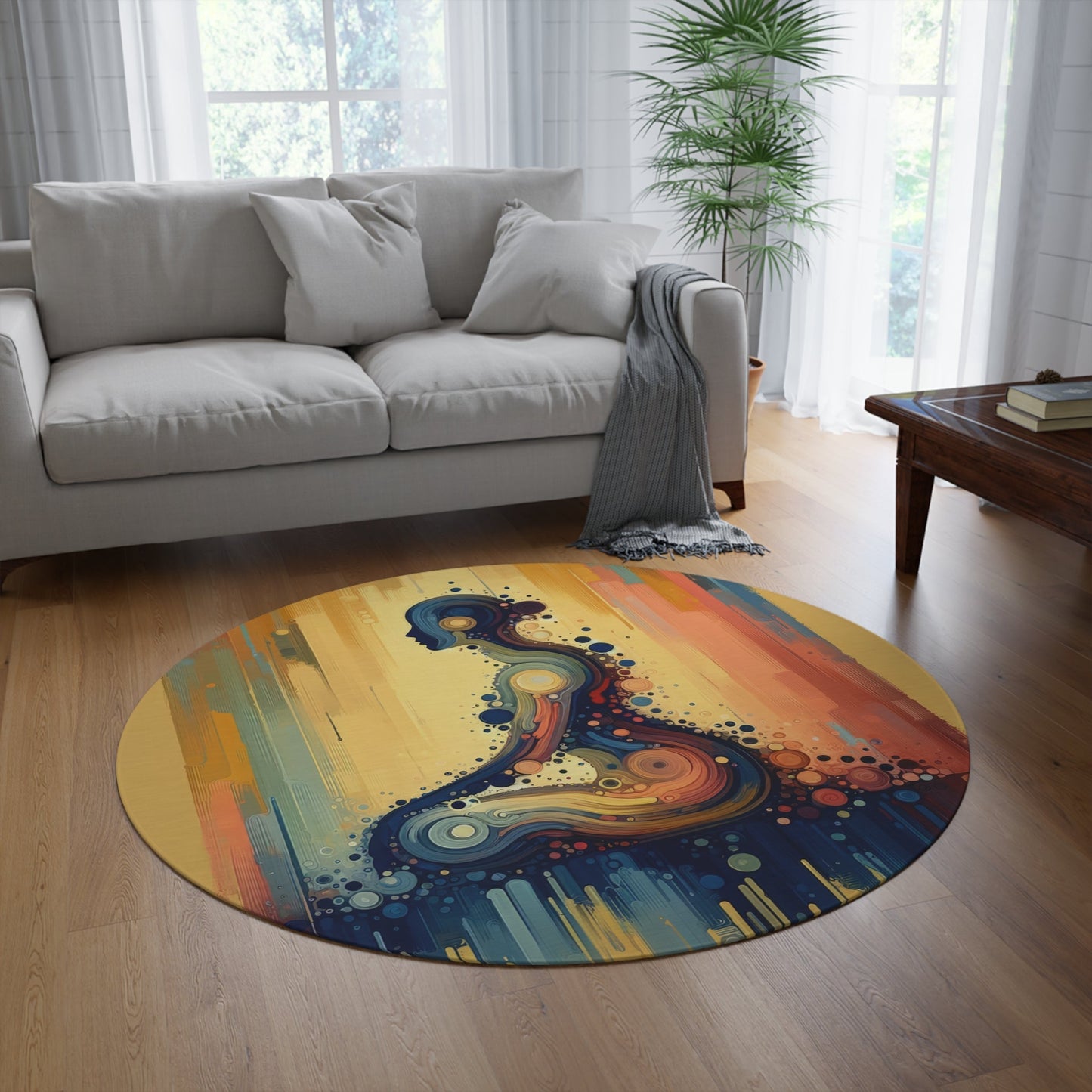 Patience Essence Tachism Round Rug - ATUH.ART