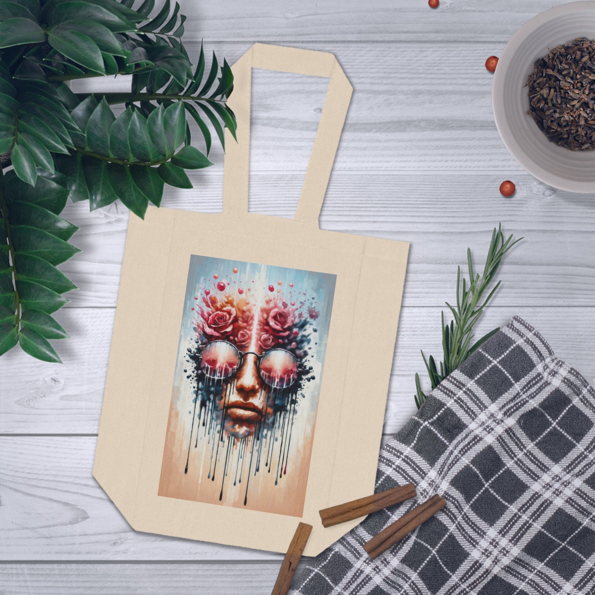 Perception Cleansing Tachism Double Wine Tote Bag - ATUH.ART