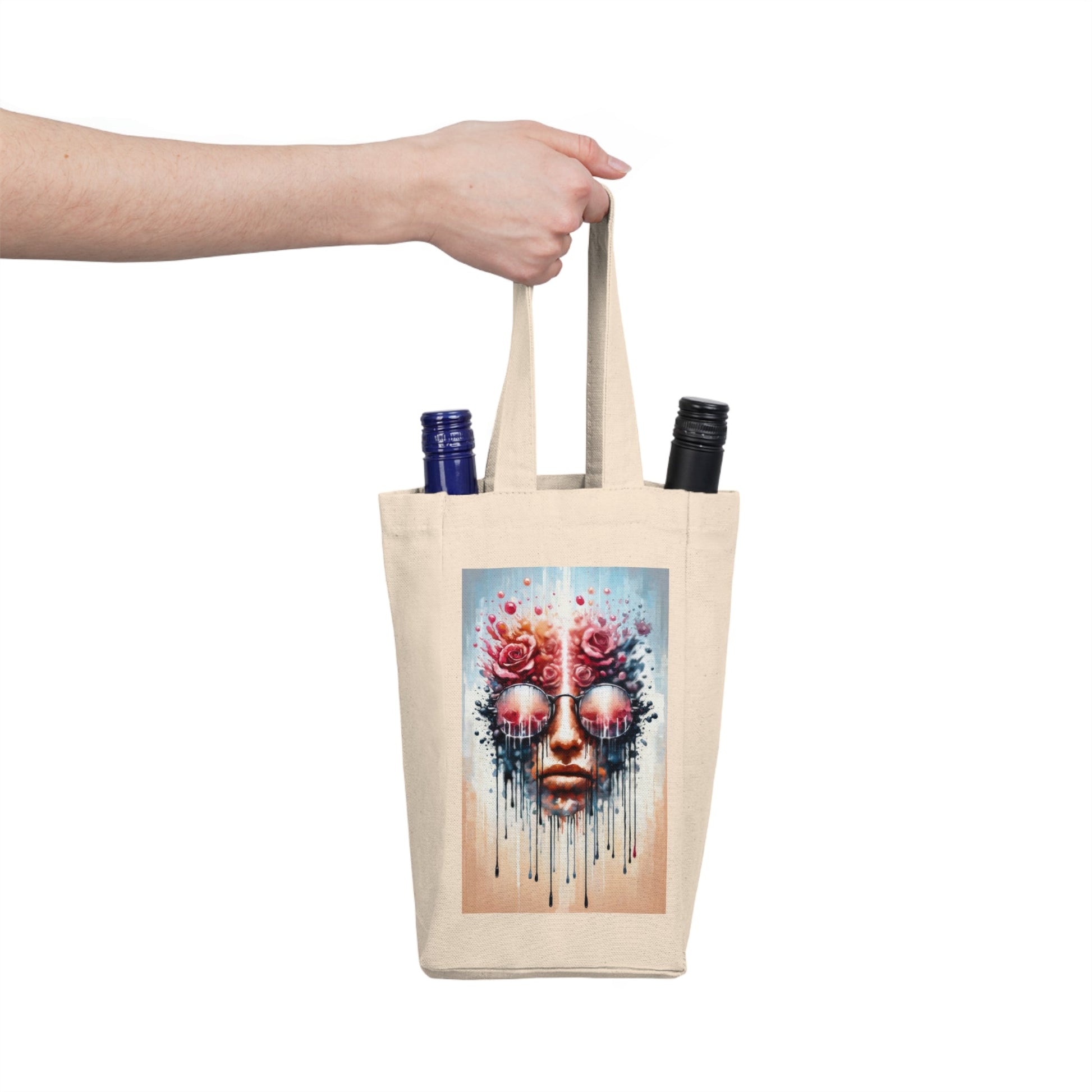 Perception Cleansing Tachism Double Wine Tote Bag - ATUH.ART