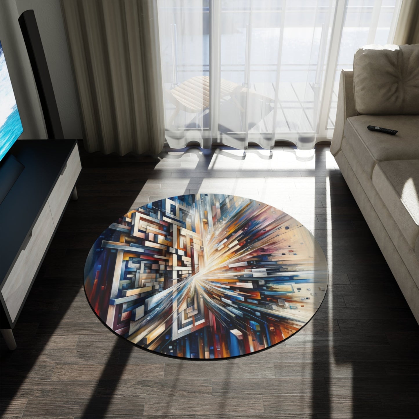 Pieces Unifying Focus Round Rug - ATUH.ART