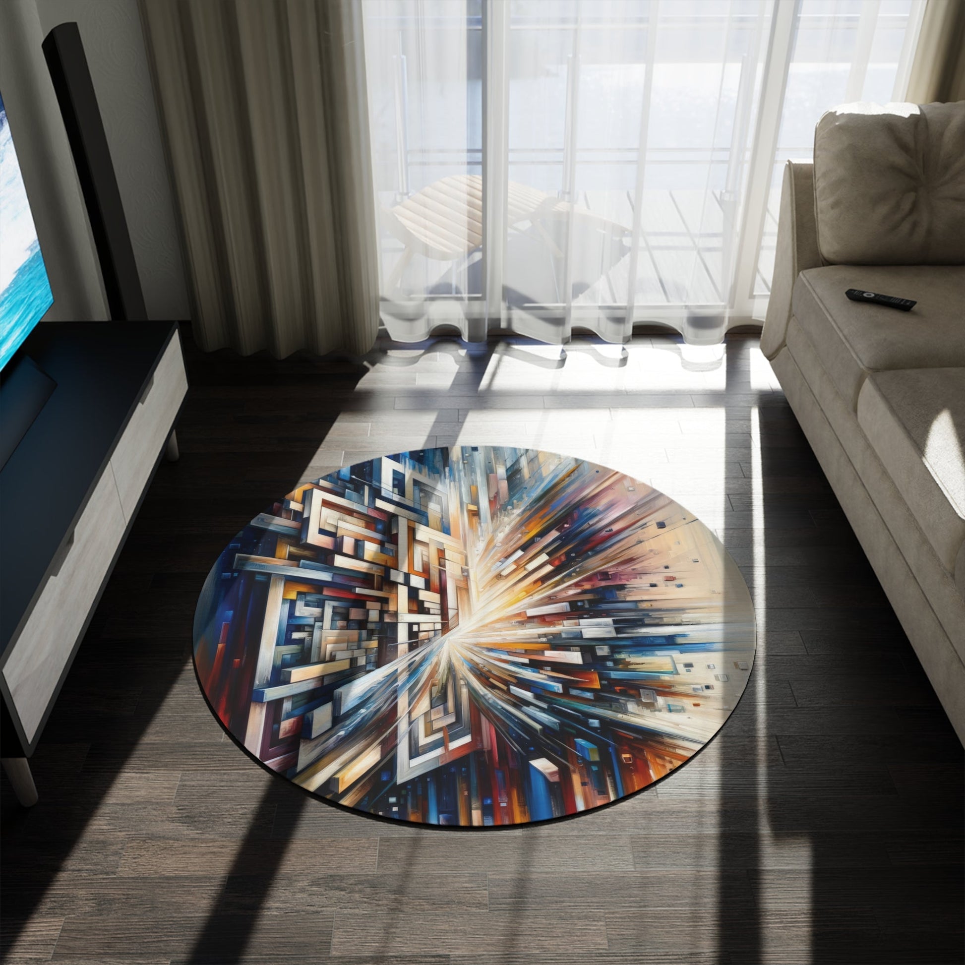 Pieces Unifying Focus Round Rug - ATUH.ART