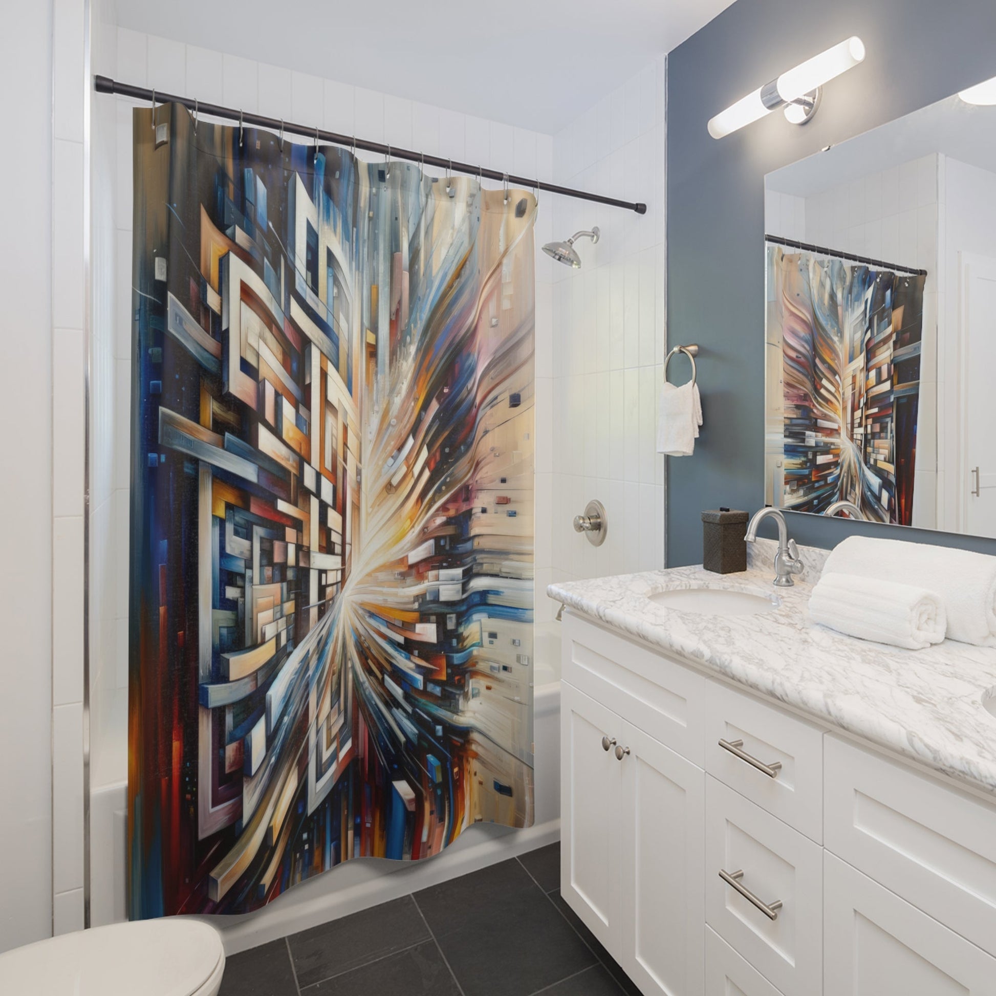 Pieces Unifying Focus Shower Curtains - ATUH.ART