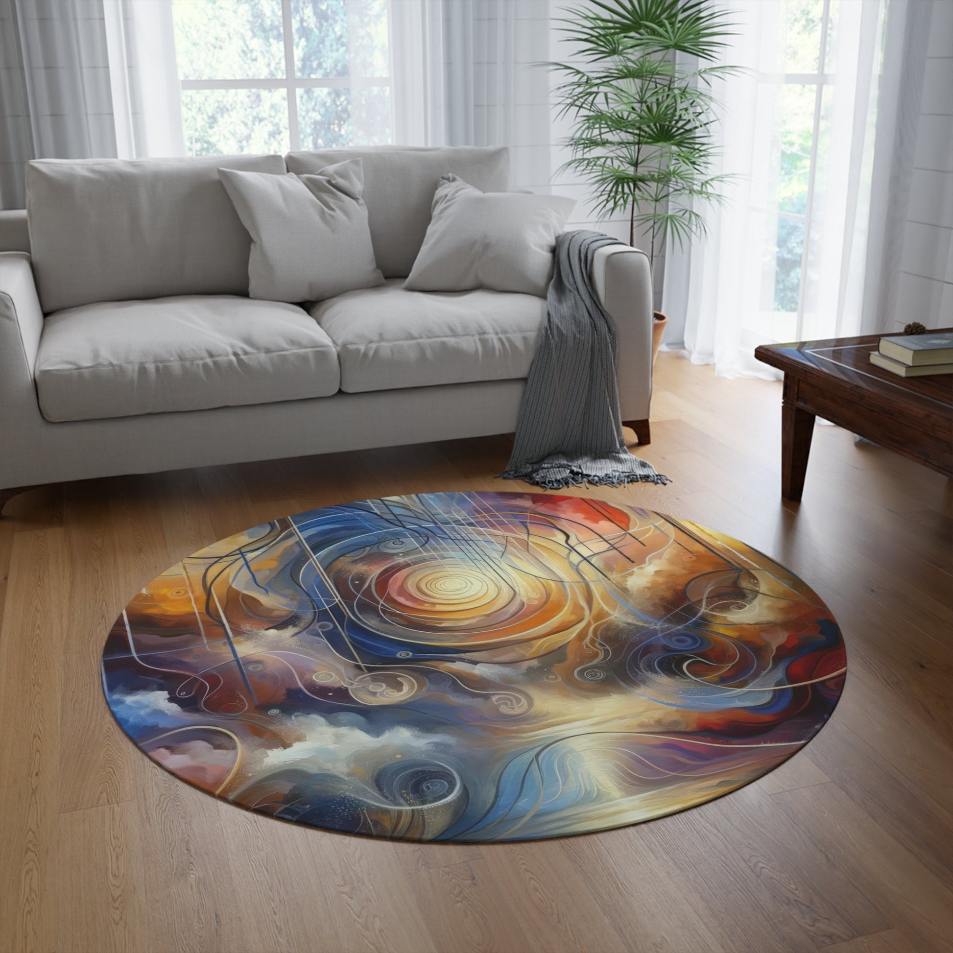 Presence Anchored Tachism Round Rug - ATUH.ART