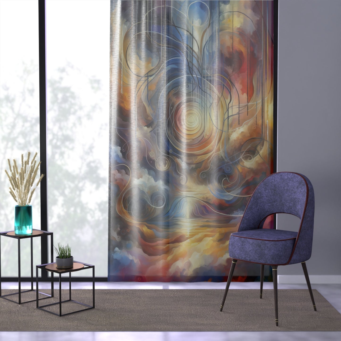 Presence Anchored Tachism Window Curtain - ATUH.ART