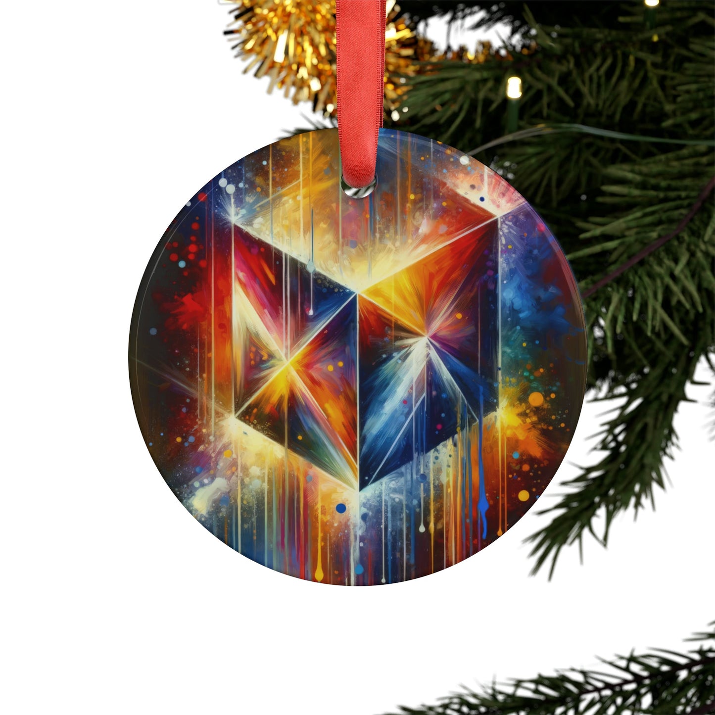 Prismatic Light Spectrum Acrylic Ornament with Ribbon - ATUH.ART