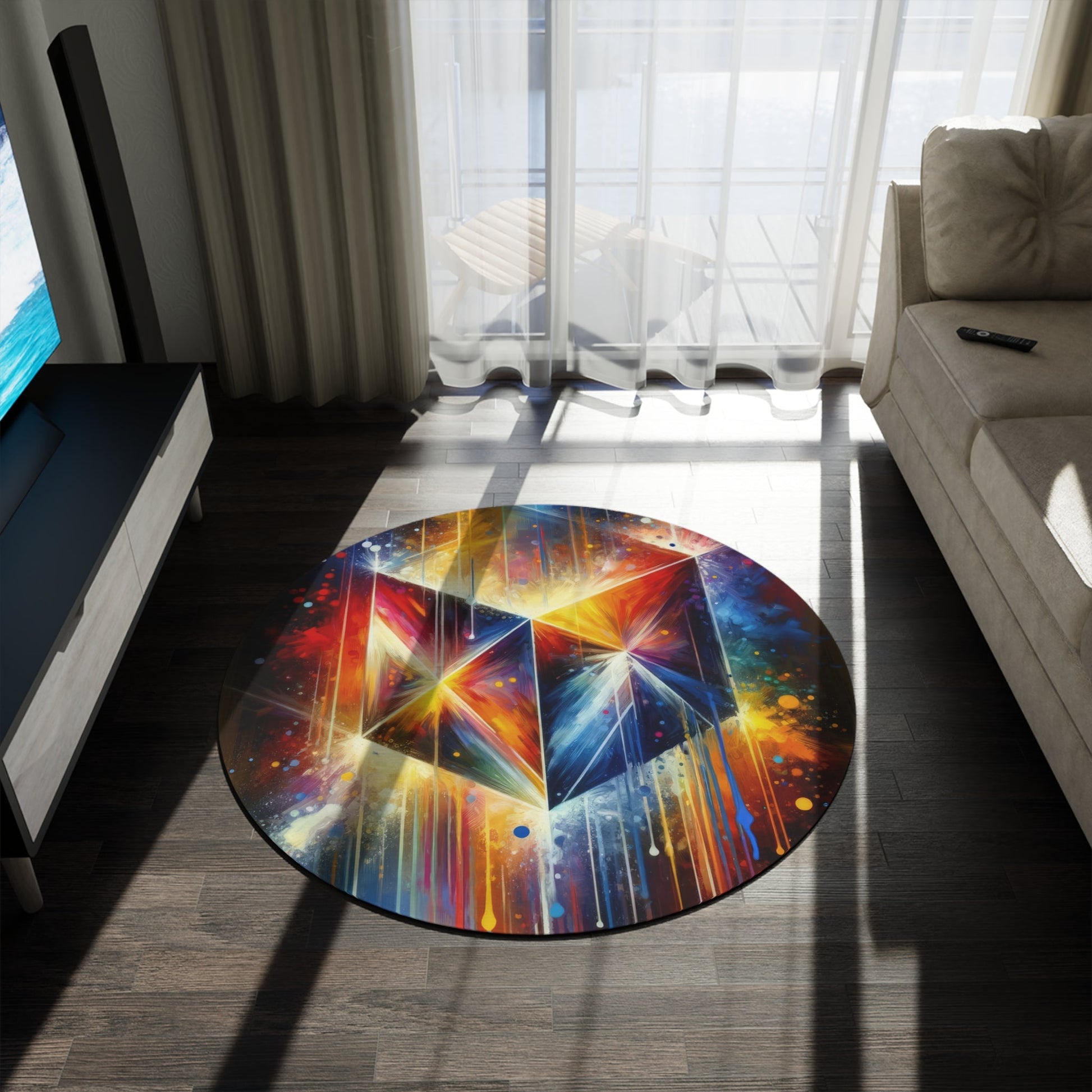 Prismatic Light Spectrum Round Rug - ATUH.ART