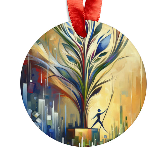 Pruning Distraction Tachism Acrylic Ornament with Ribbon - ATUH.ART