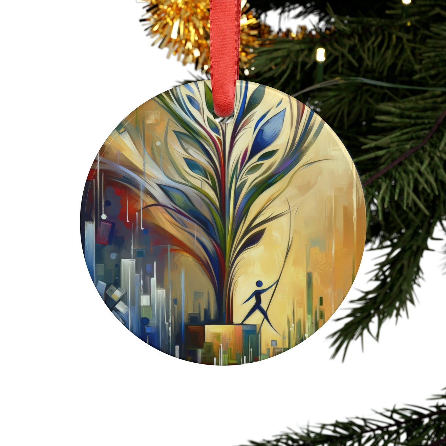Pruning Distraction Tachism Acrylic Ornament with Ribbon - ATUH.ART