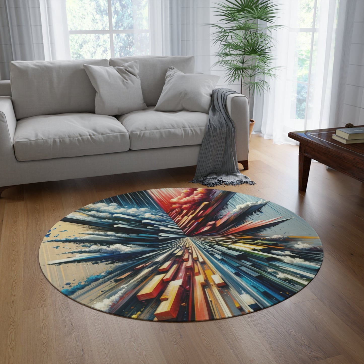 Rapid Perspective Shift Round Rug - ATUH.ART