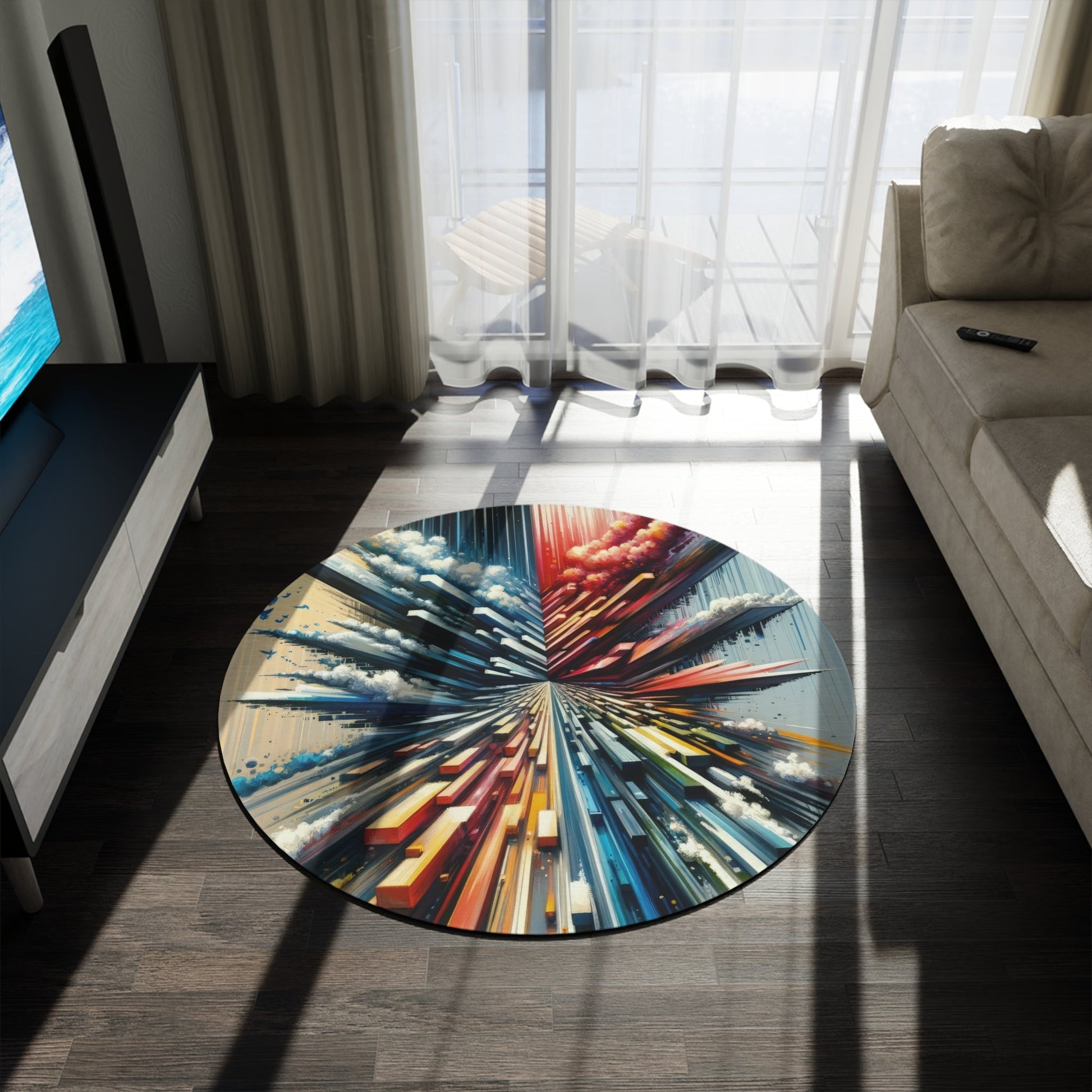 Rapid Perspective Shift Round Rug - ATUH.ART