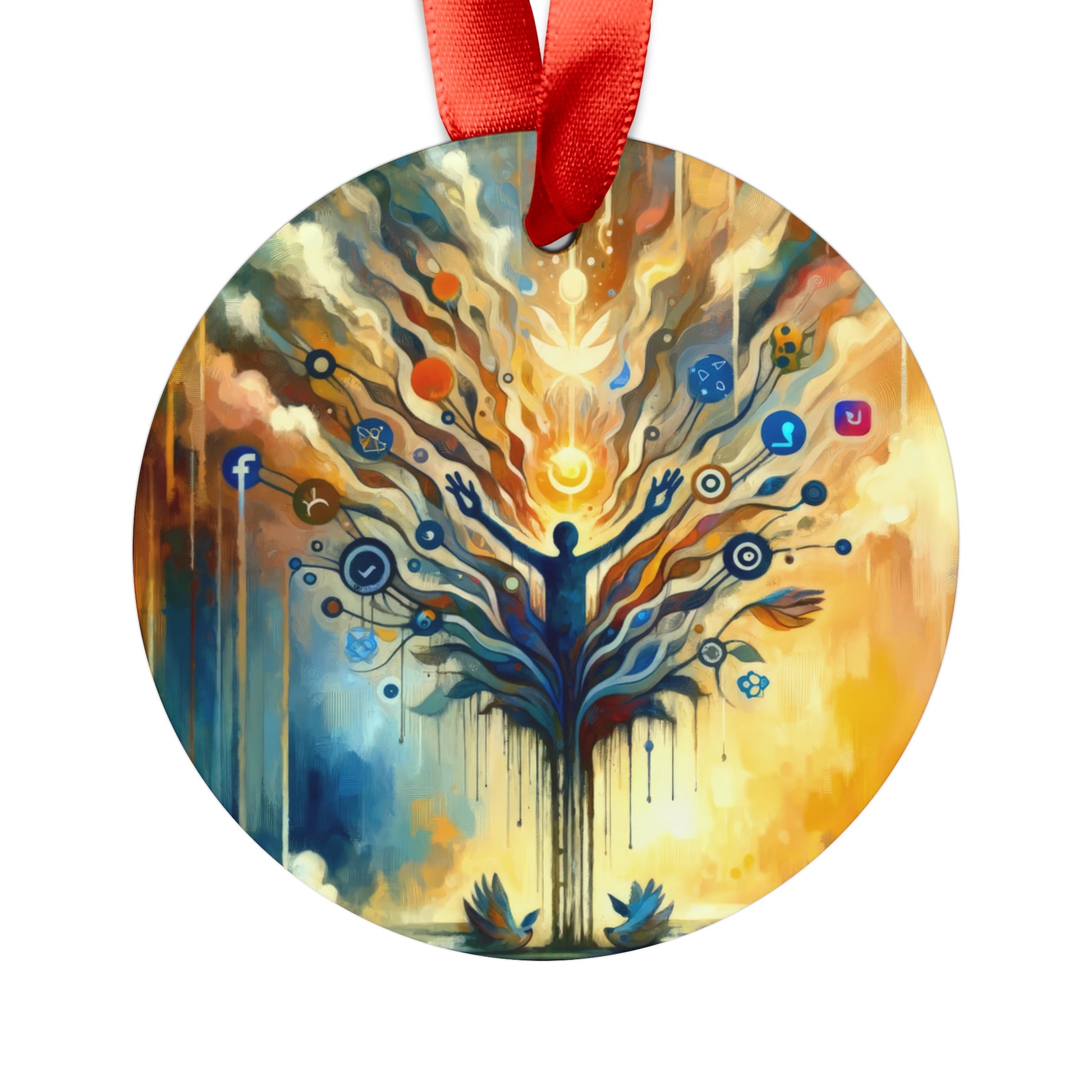 Reflective Digital Meditation Acrylic Ornament with Ribbon - ATUH.ART