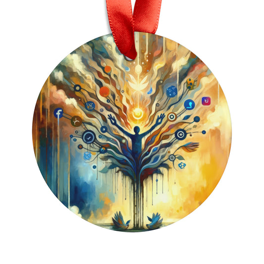 Reflective Digital Meditation Acrylic Ornament with Ribbon - ATUH.ART