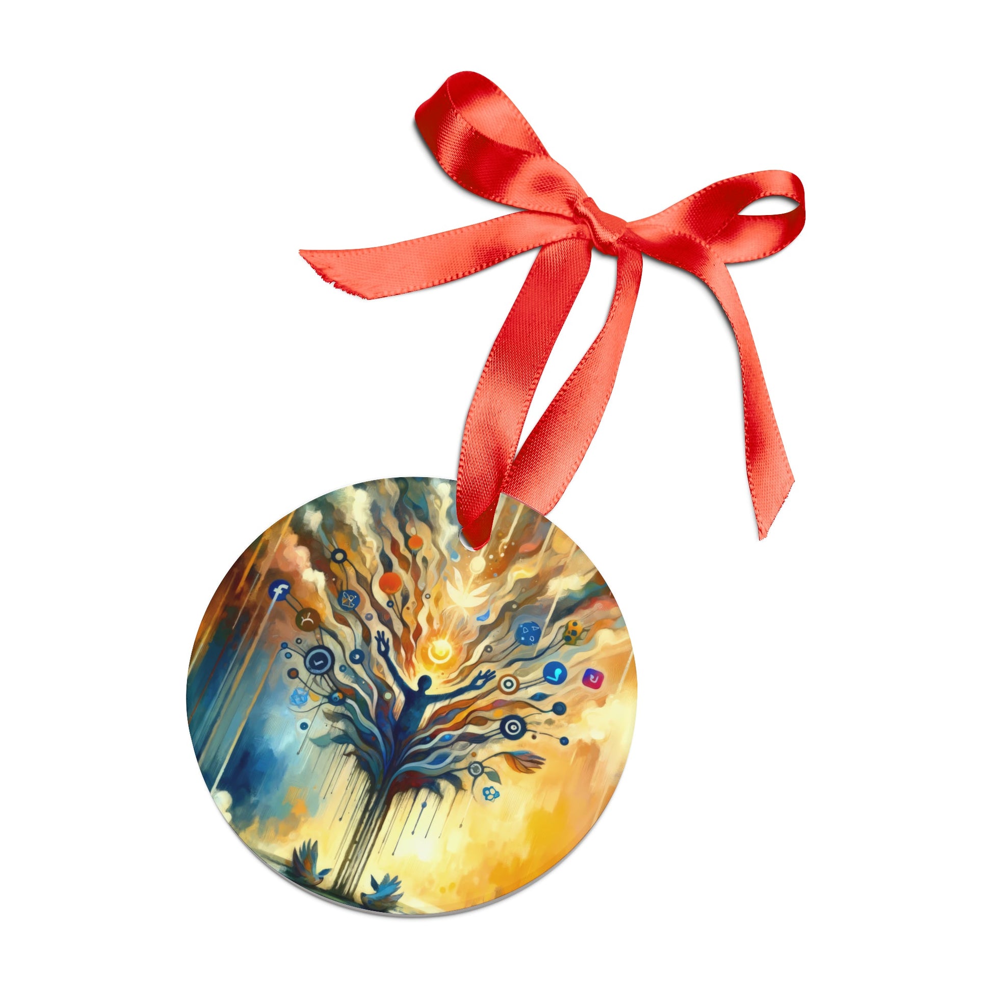 Reflective Digital Meditation Acrylic Ornament with Ribbon - ATUH.ART