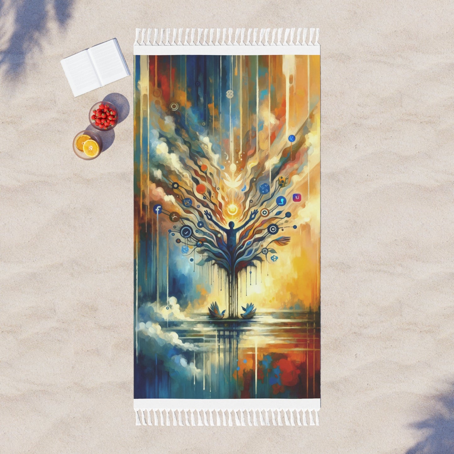 Reflective Digital Meditation Boho Beach Cloth - ATUH.ART