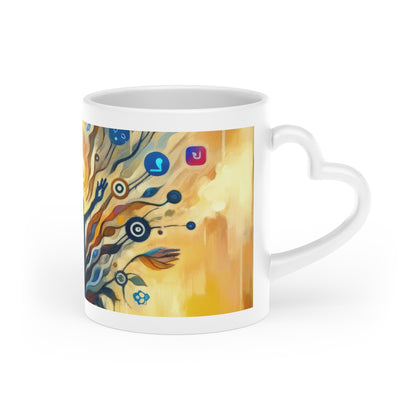 Reflective Digital Meditation Heart-Shaped Mug - ATUH.ART