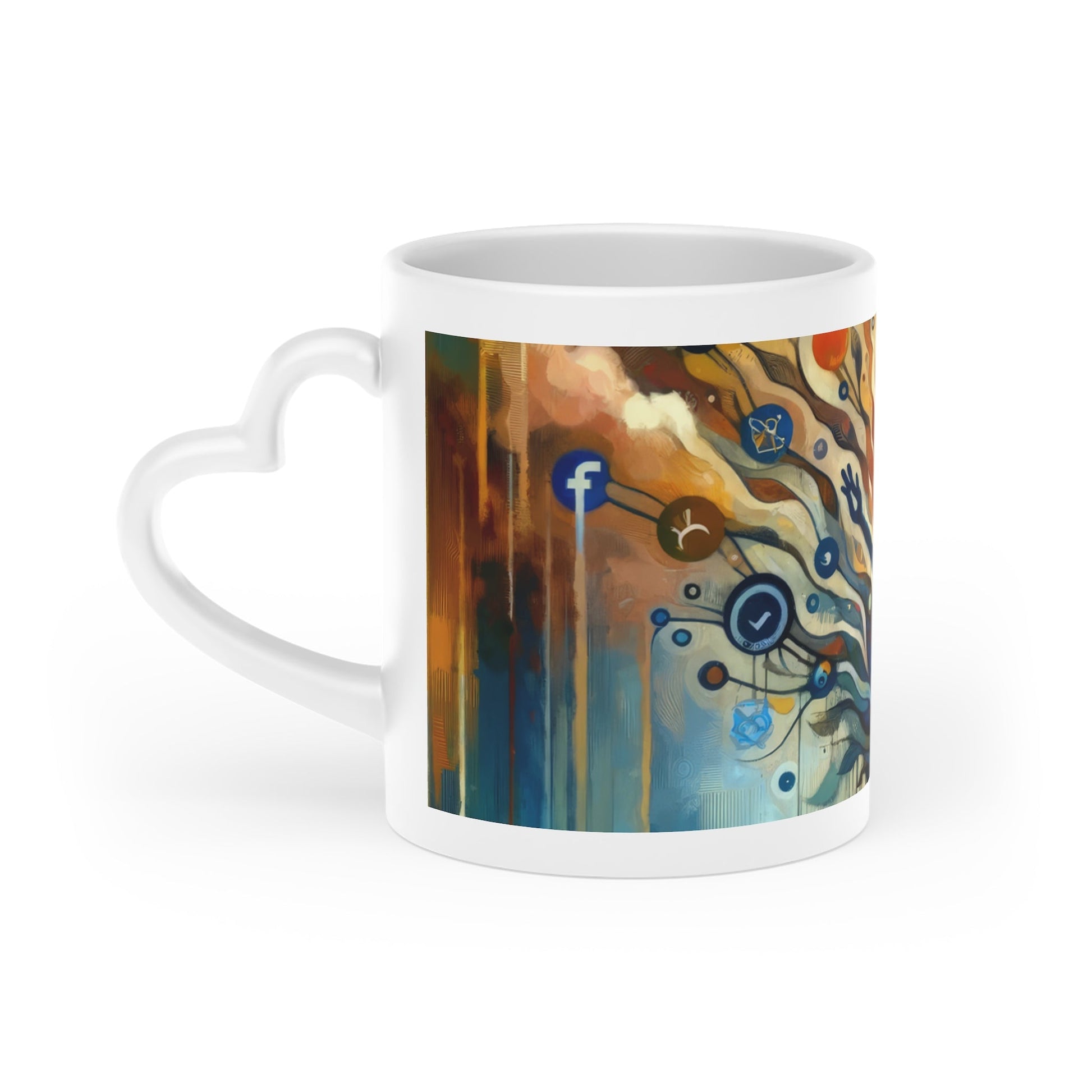 Reflective Digital Meditation Heart-Shaped Mug - ATUH.ART