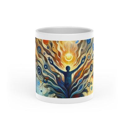 Reflective Digital Meditation Heart-Shaped Mug - ATUH.ART