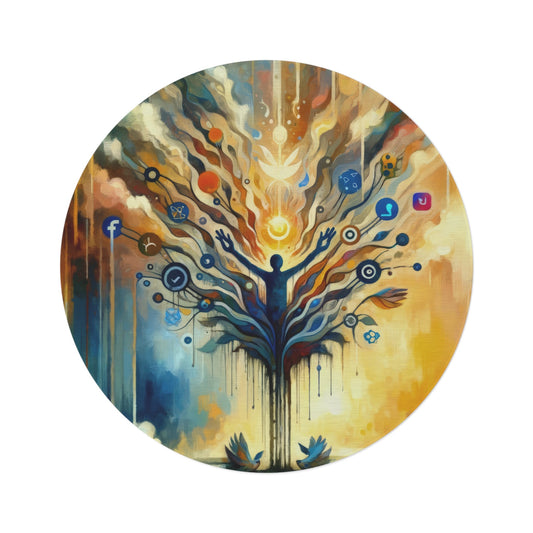 Reflective Digital Meditation Round Rug - ATUH.ART