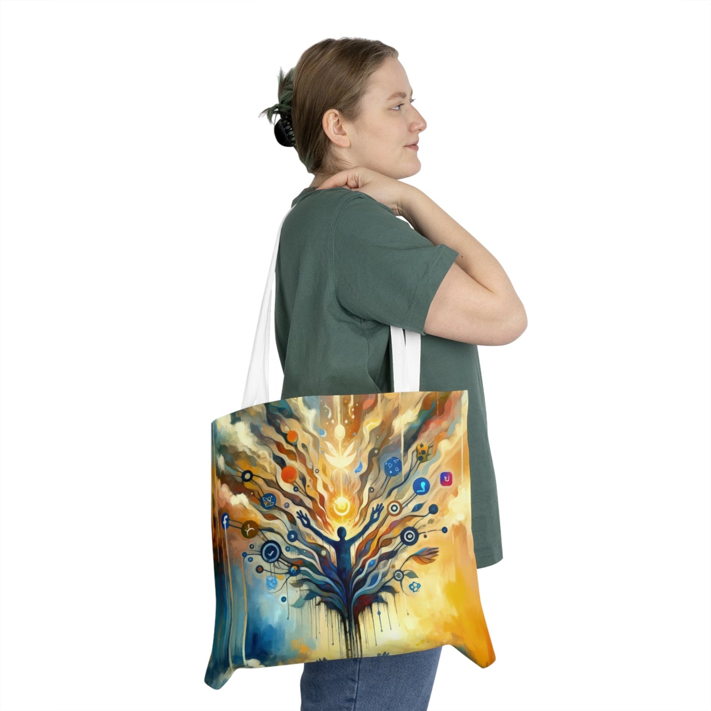 Reflective Digital Meditation Shoulder Tote Bag (AOP) - ATUH.ART