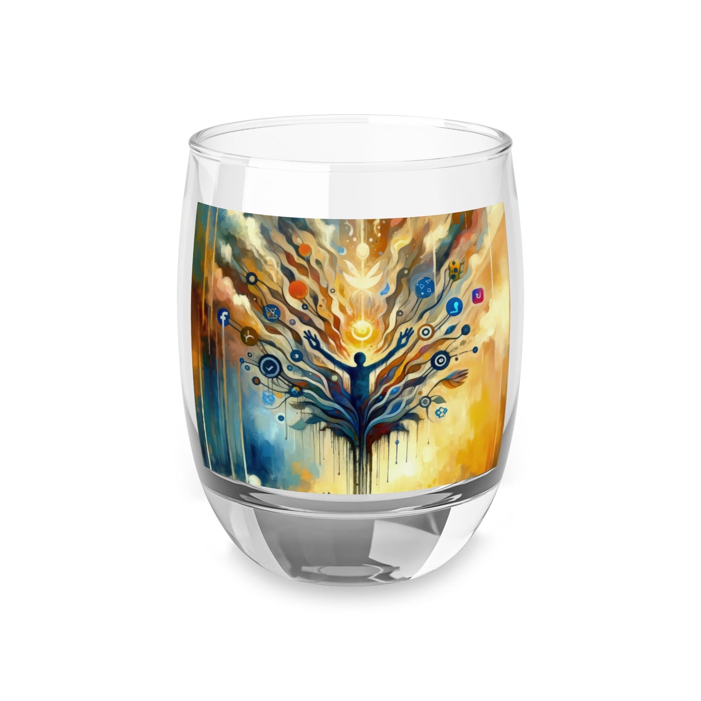 Reflective Digital Meditation Whiskey Glass - ATUH.ART