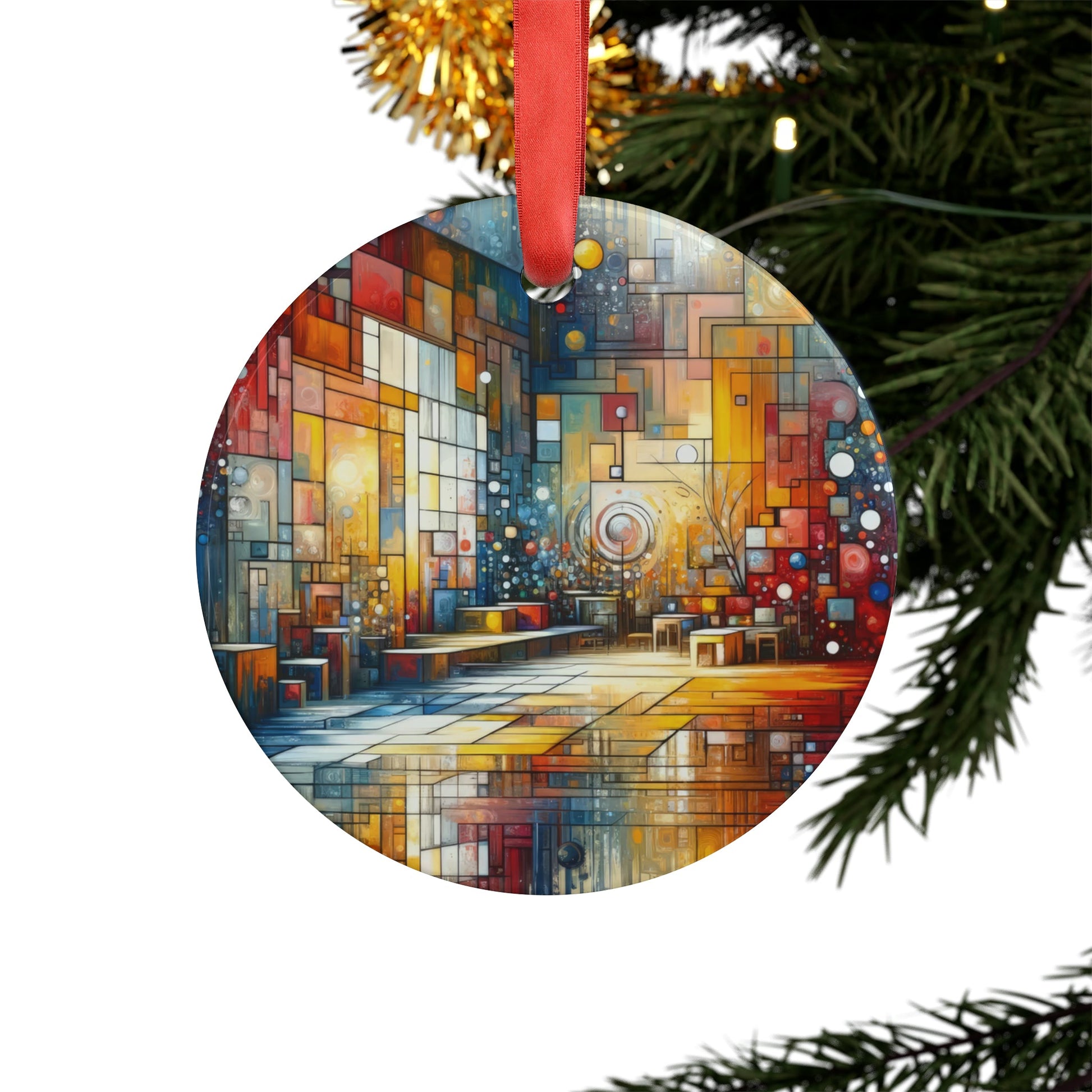 Reflective Habitation Art Acrylic Ornament with Ribbon - ATUH.ART