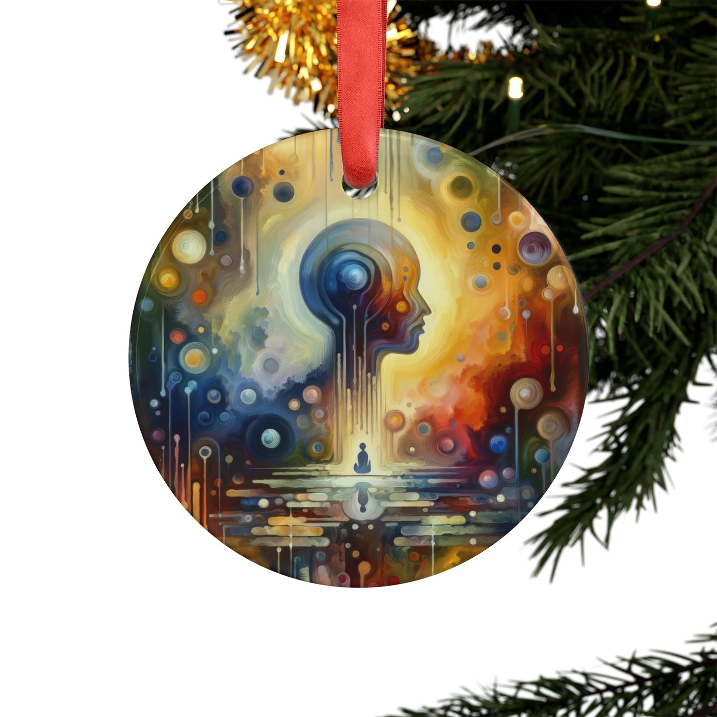 Reflective Oneness Healing Acrylic Ornament with Ribbon - ATUH.ART