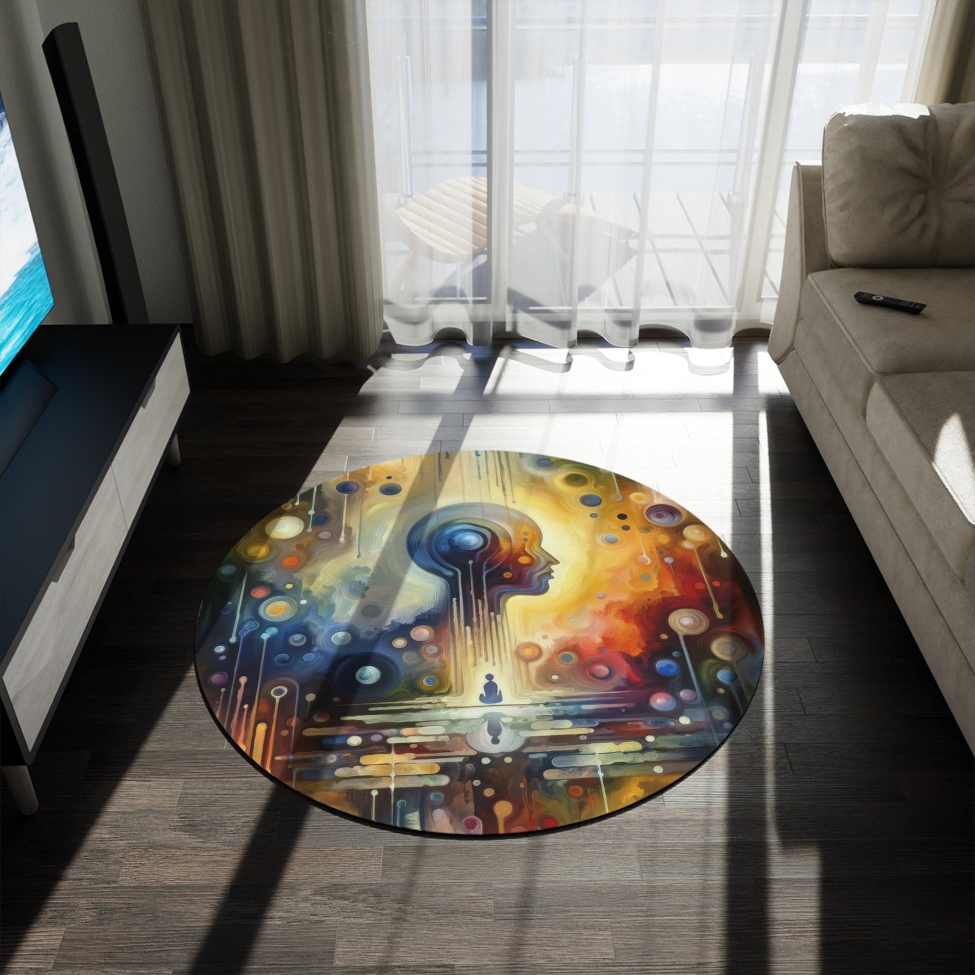 Reflective Oneness Healing Round Rug - ATUH.ART