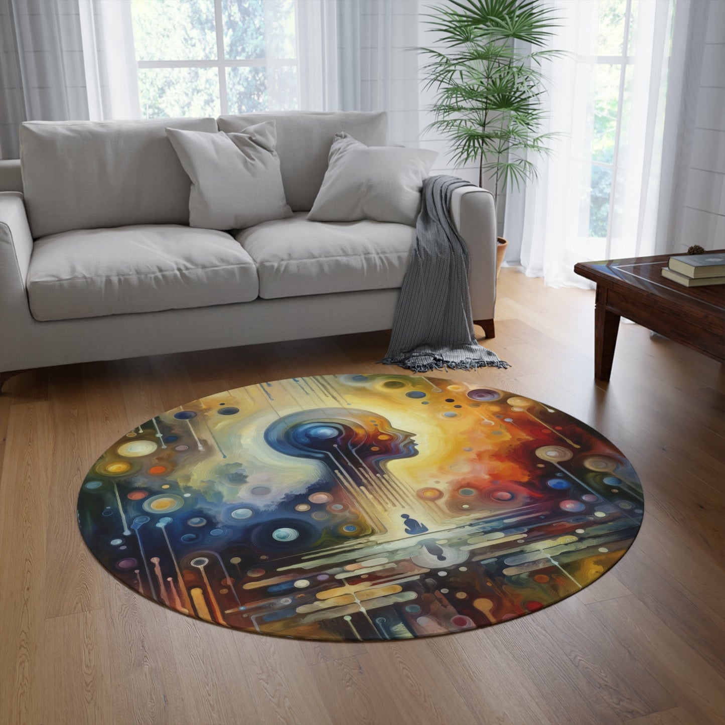 Reflective Oneness Healing Round Rug - ATUH.ART