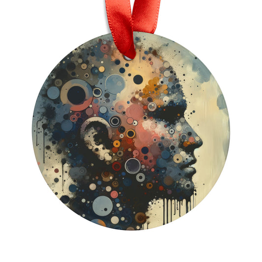 Reflective Tachism Contemplation Acrylic Ornament with Ribbon - ATUH.ART