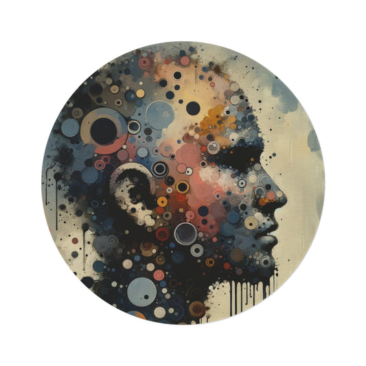 Reflective Tachism Contemplation Round Rug - ATUH.ART