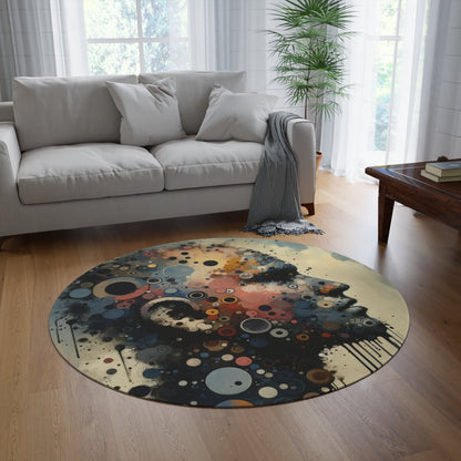 Reflective Tachism Contemplation Round Rug - ATUH.ART