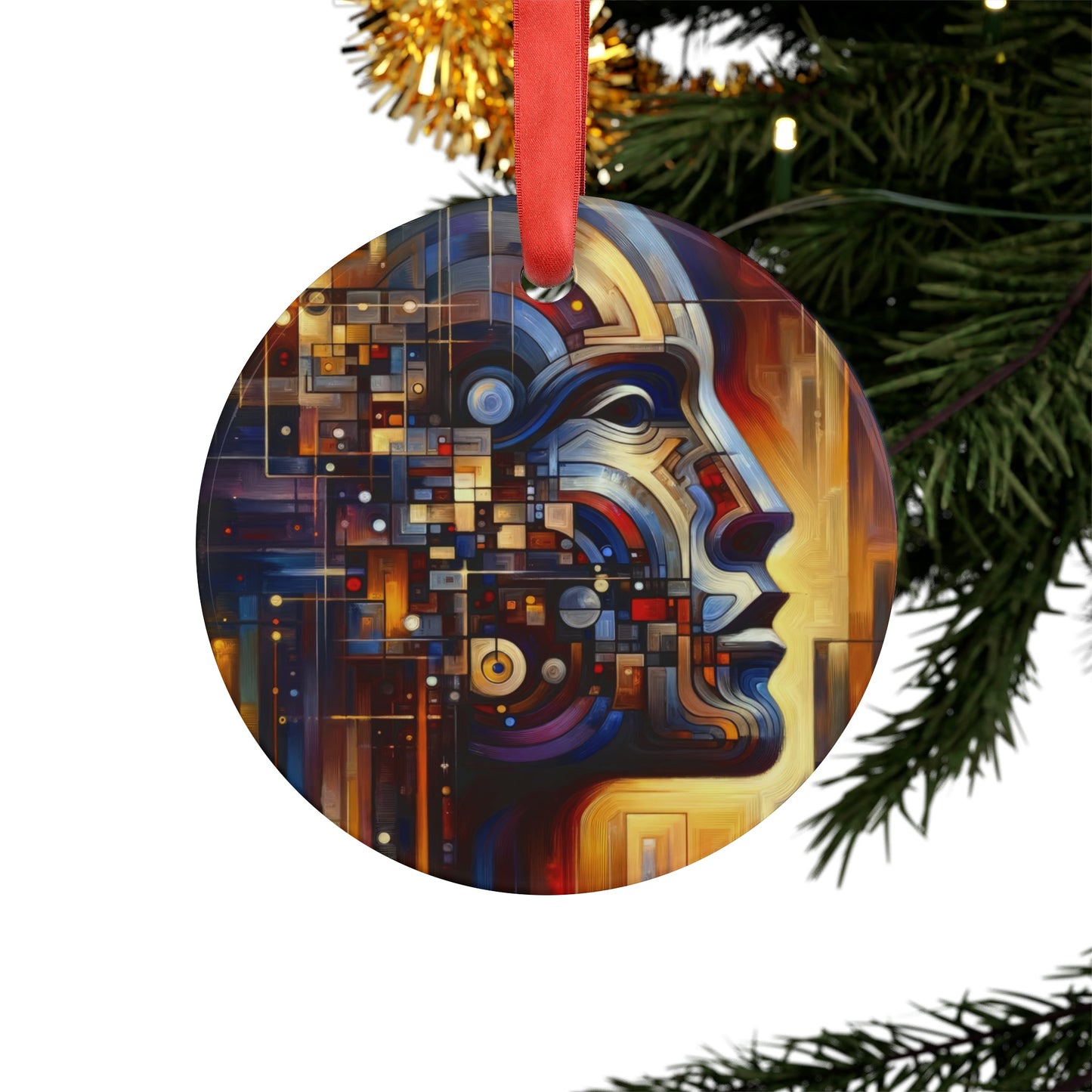Reflective Tachism Shield Acrylic Ornament with Ribbon - ATUH.ART