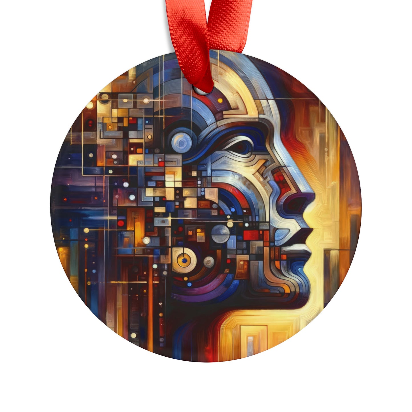 Reflective Tachism Shield Acrylic Ornament with Ribbon - ATUH.ART