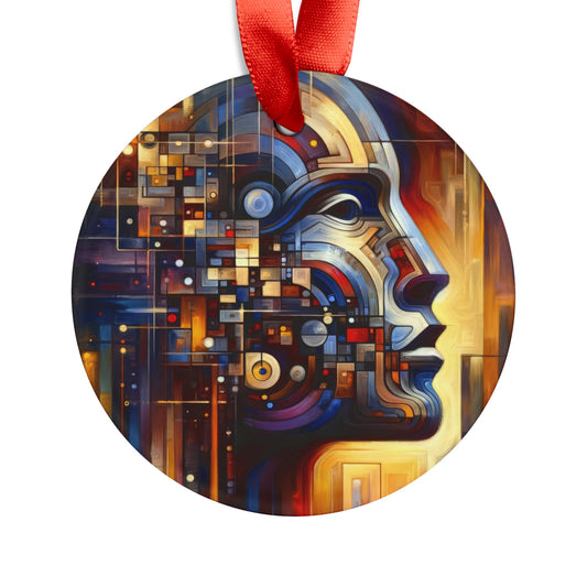 Reflective Tachism Shield Acrylic Ornament with Ribbon - ATUH.ART
